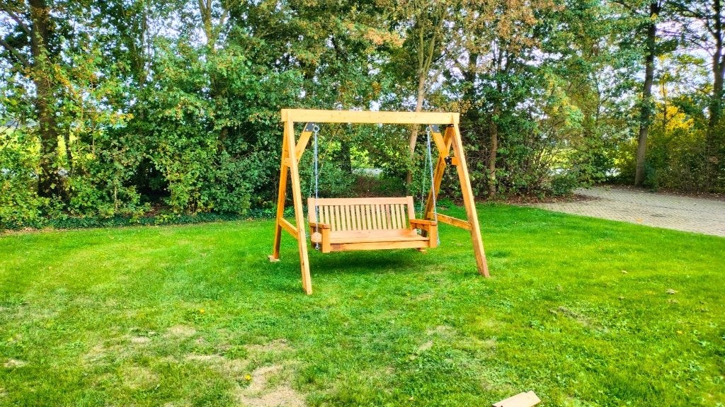 Grote eikenhouten schommelbank, Ophalen, Zo goed als nieuw, Hout, Schommelbank