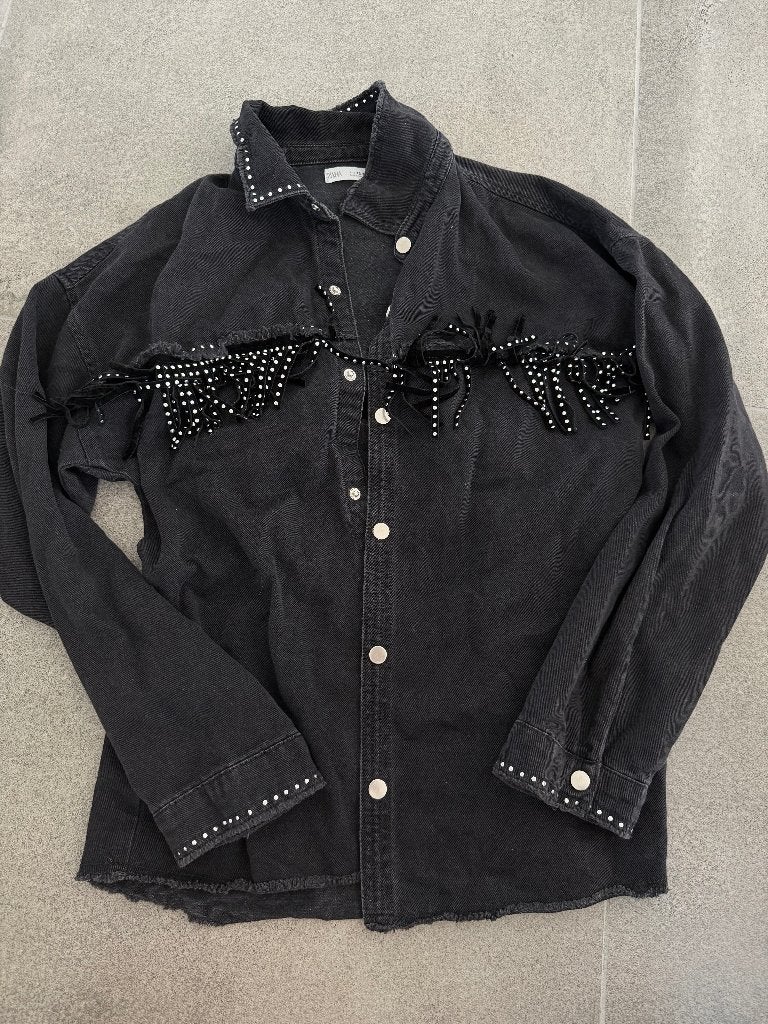 zwarte zara spijkerblouse maat XS, Ophalen of Verzenden, Zo goed als nieuw, Maat 34 (XS) of kleiner, Zara