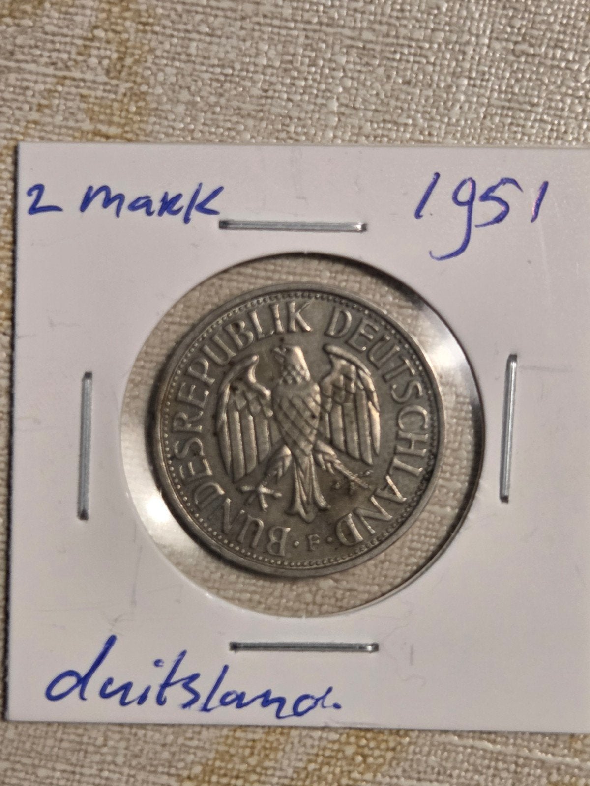 2 Duitse Mark 1951 - Zeldzame Munt uit Duitsland, Postzegels en Munten, Munten | Europa | Niet-Euromunten, Losse munt, Duitsland