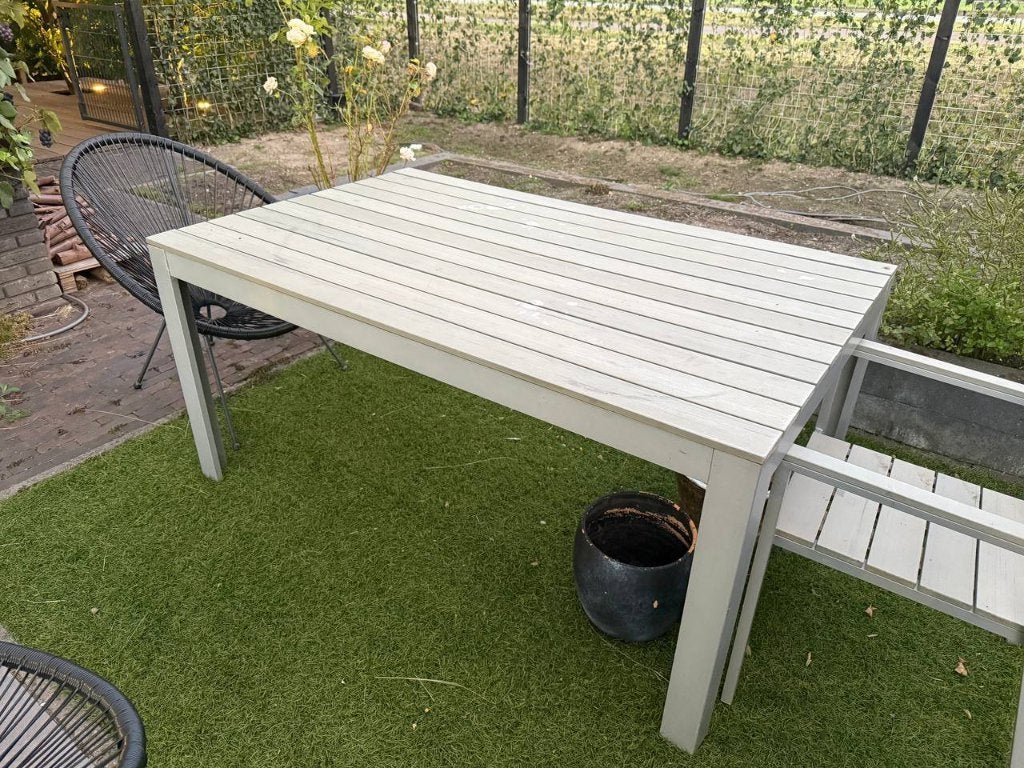 IKEA FALSTER tuintafel – €25 + 1 stoel gratis, Tuin en Terras, Ophalen, Gebruikt, Rechthoekig, Overige materialen