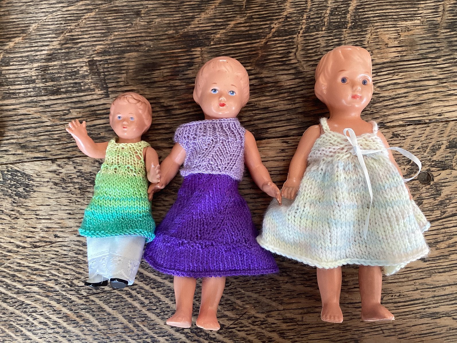 Oude popjes ( gemerkt) 3 stuks voor, € 8, Ophalen of Verzenden, Zo goed als nieuw, Poppenhuis