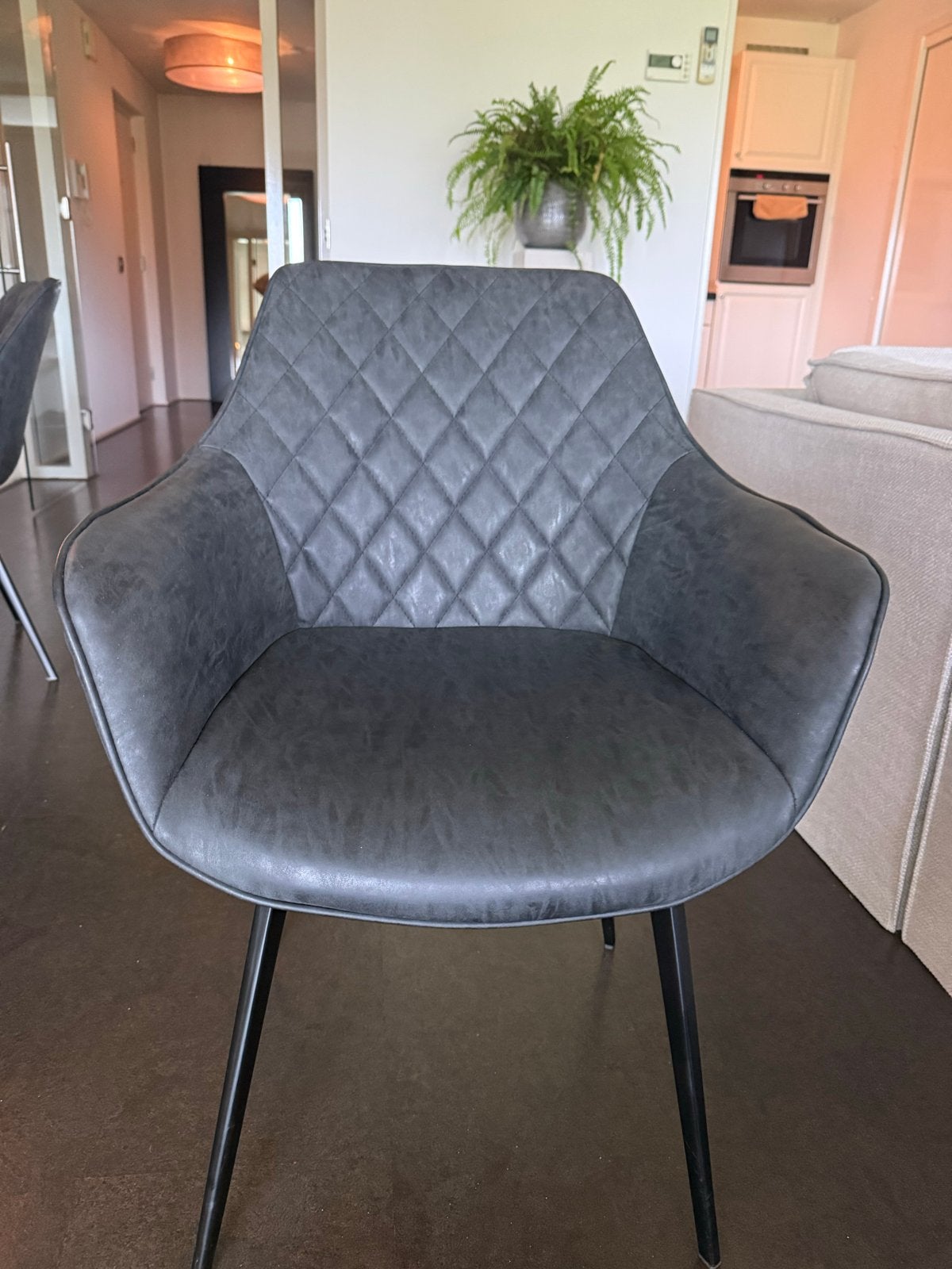 Eetkamerstoelen Kave Home Amira antraciet, Ophalen, Gebruikt, Twee, Metaal