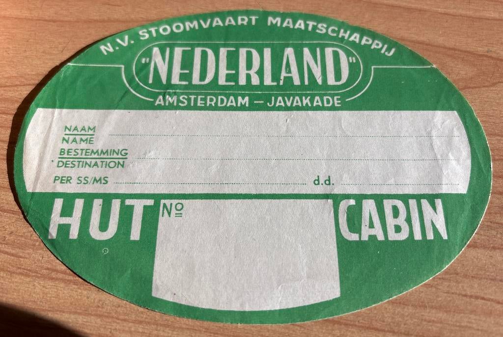 Vintage Koffer Etiket/ bagage label NV Stoomvaart Maatsch, Ophalen of Verzenden, Gebruikt, Overige typen