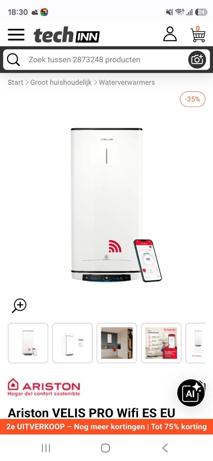 Ariston Velis Pro Wifi ES EU Boiler - Nieuw in doos, Ophalen of Verzenden, Nieuw, Boiler, Minder dan 3 jaar oud