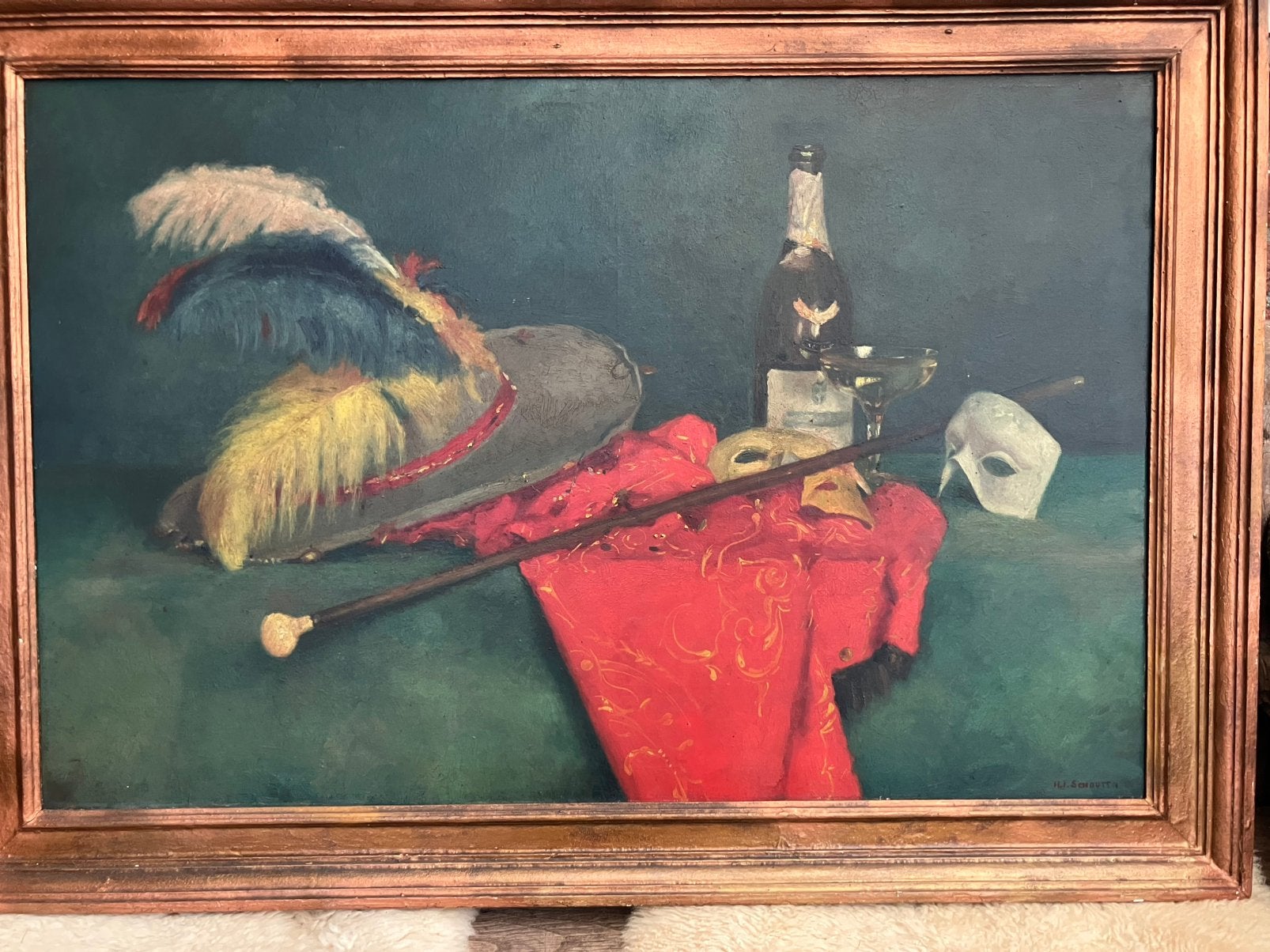 Prachtig kleurrijk schilderij van Hendrik Jan Schouten, Doek, Stilleven, Ophalen of Verzenden, Olieverf