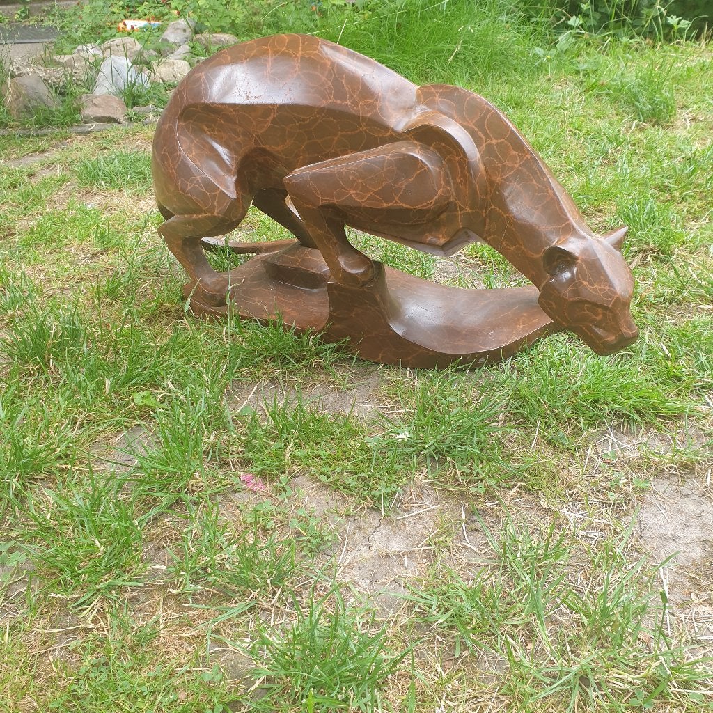 Metalen  art deco panter, Antiek en Kunst, Ophalen, Overige onderwerpen, Art deco, 50 - 100 cm
