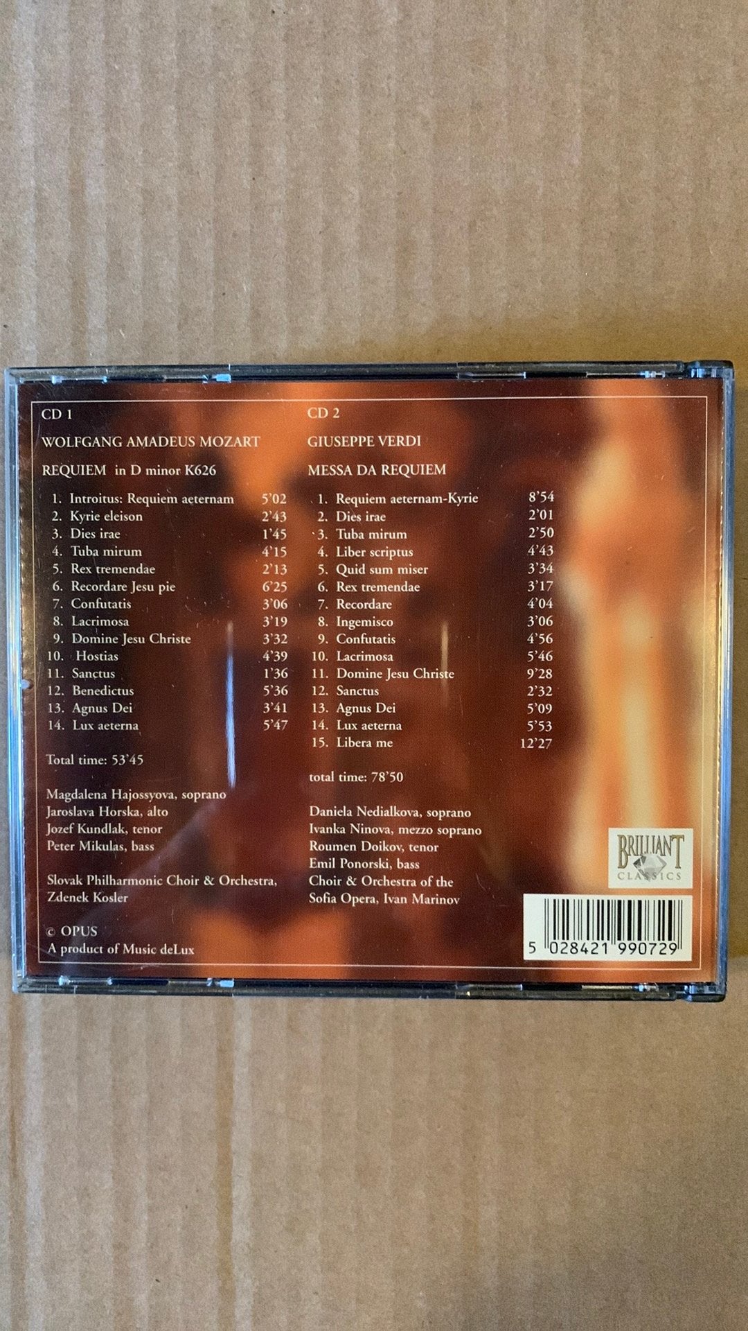 Verdi Mozart Requiem 2CD Boxset Klassieke Muziek, Cd's en Dvd's, Ophalen of Verzenden, Romantiek, Zo goed als nieuw, Vocaal