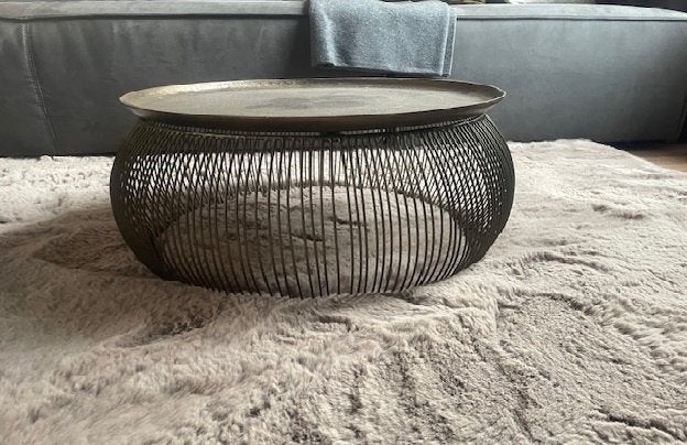 Set van 2 metalen salontafels, rond, industrieel, Ophalen, 50 tot 100 cm, Rond, 50 tot 100 cm