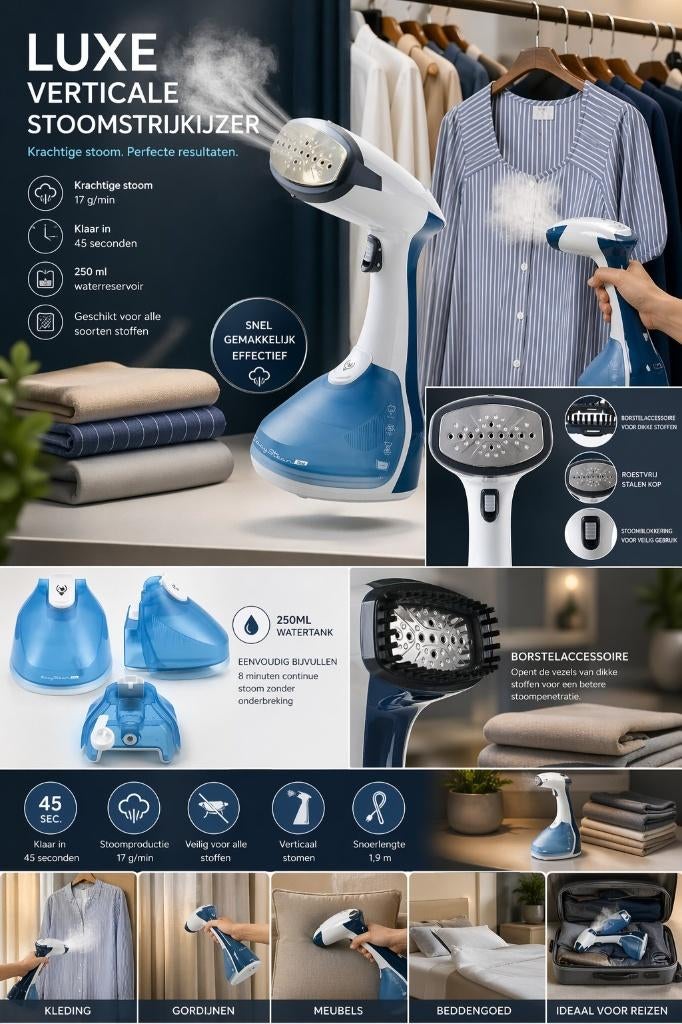 Stomer – Verticaal Stomen – Handstomer - Nieuw, Ophalen of Verzenden, Nieuw, Stoomreiniger