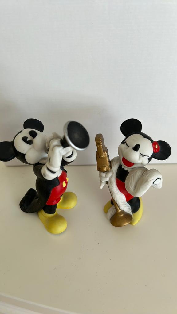 Micky en Mini Mouse, muziekset porselein 10 cm, Ophalen of Verzenden, Mickey Mouse, Zo goed als nieuw, Beeldje of Figuurtje