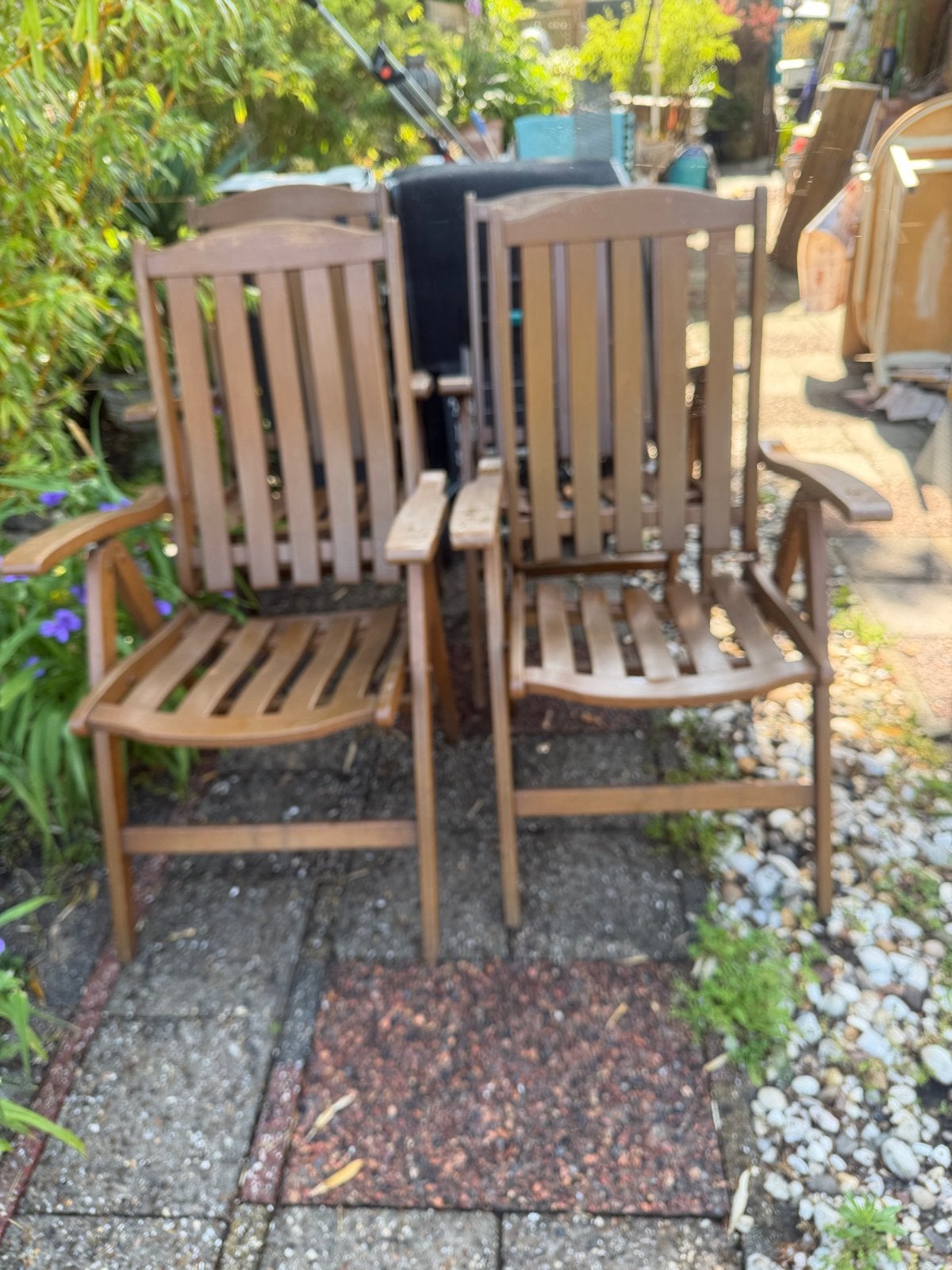 4 Select Garden verstelbare teakhouten stoelen, Tuin en Terras, Ophalen, Gebruikt, Hout