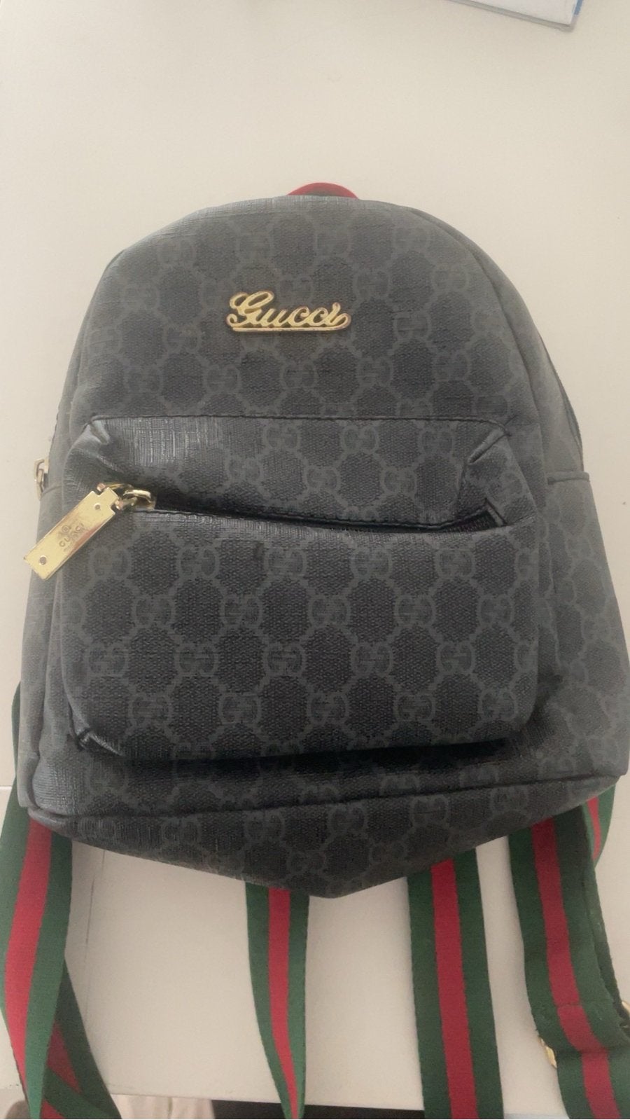 Stijlvolle Gucci rugzak - Zwart met GG-patroon, Gebruikt, Minder dan 30 cm, Minder dan 25 cm, Ophalen