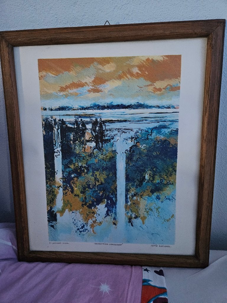 Schilderij, Handgeschilderd, Papier/karton, Overige technieken, Landschap