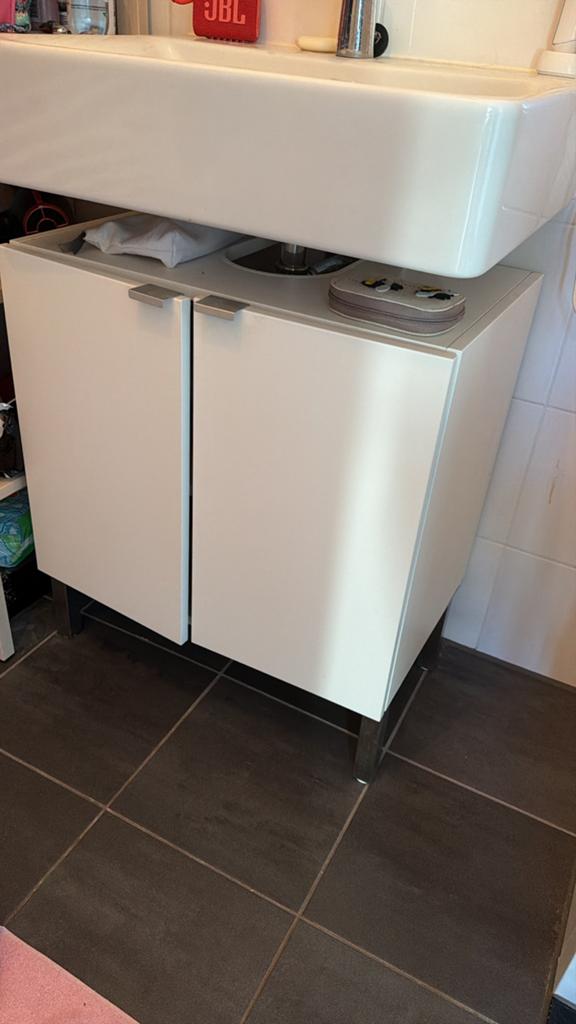 Wastafelmeubel - Wit, modern design, Ophalen, Gebruikt, 50 tot 100 cm, Minder dan 100 cm