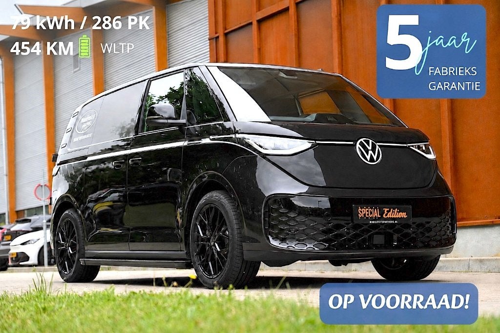 Volkswagen ID. Buzz Cargo Black Ed. 286pk long Range| €499,=, Automaat, Zwart, Volkswagen, Zwart