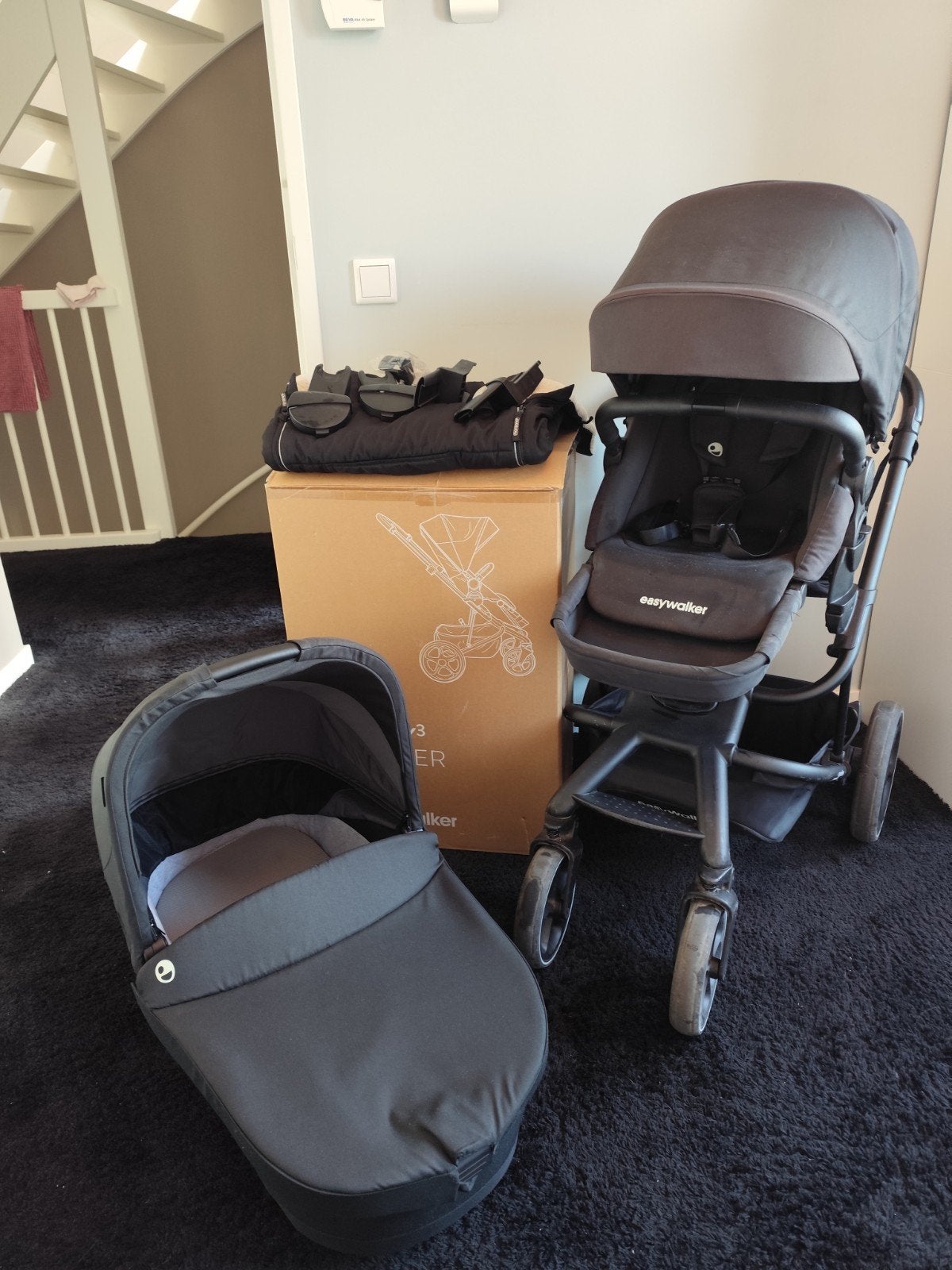 Easywalker Harvey3 Stroller met Reiswieg en Voetenzak, Kinderen en Baby's, Gebruikt, Combiwagen, Met reiswieg, Ophalen