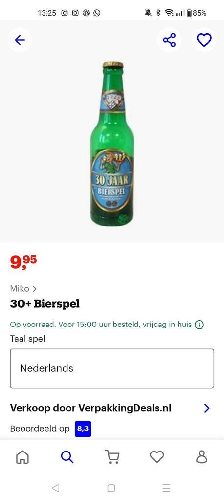 Dobbelspel in plastic bierfles - Nieuw!, Ophalen, Nieuw
