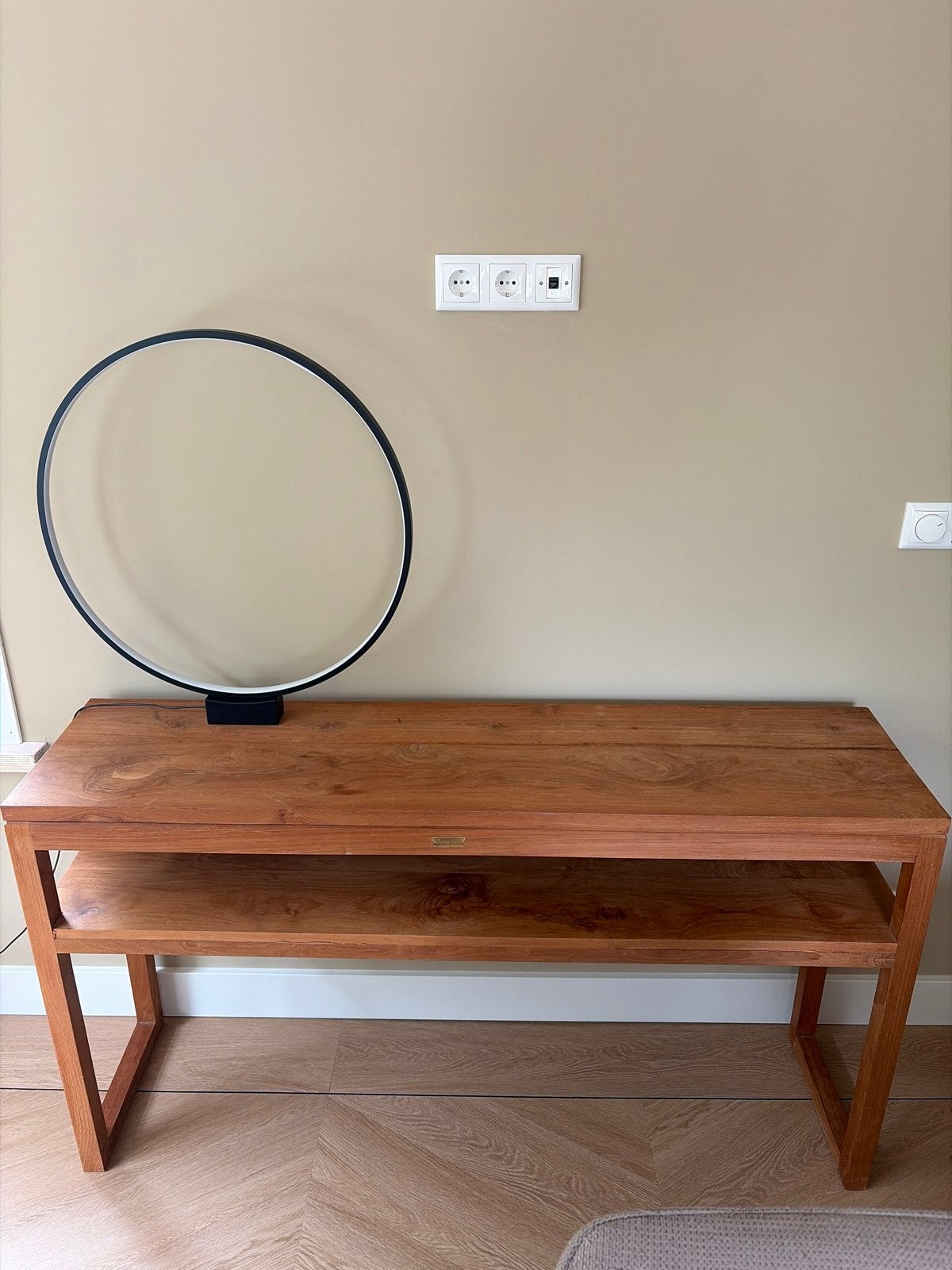 Teakhouten sidetable van Blauwe Ven - Zo goed als nieuw, Ophalen, 100 tot 150 cm, Teakhout, Zo goed als nieuw