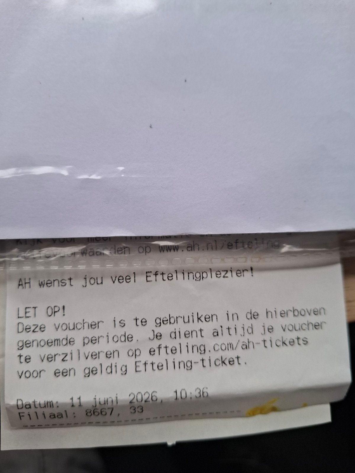 efteling ticket, Eén persoon, Ticket of Toegangskaart