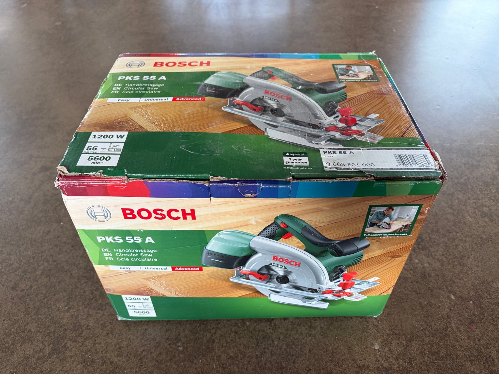 Bosch PKS 55 A Cirkelzaag - 1200W, 55mm zaagdiepte, Ophalen, Cirkelzaag, Zo goed als nieuw, 30 tot 70 mm