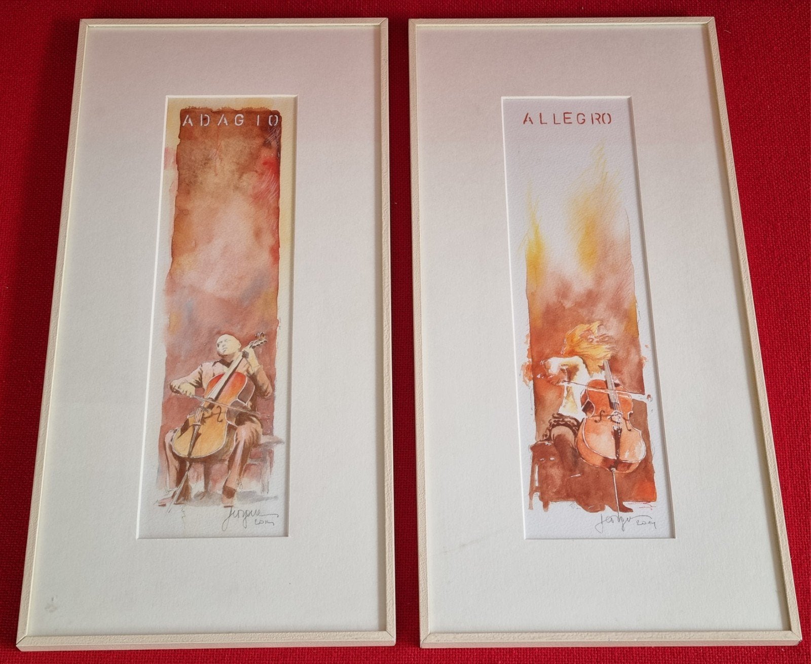 Georges Daemen(1948)Aquarellen Adagio-Allegro Cellisten
Mooi, Ophalen of Verzenden