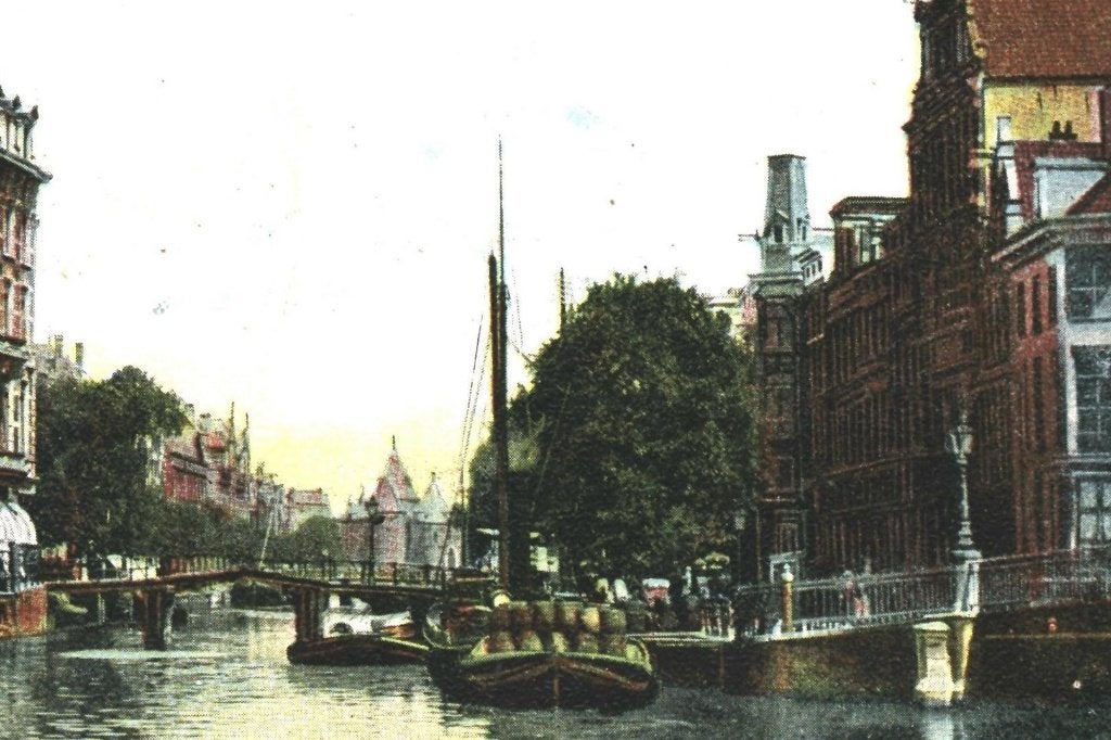 968363	Amsterdam	Doelen Hotel	Kloveniersbrugwal	1907, Ophalen of Verzenden, Voor 1920, Gelopen, Noord-Holland