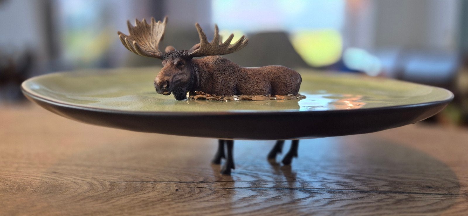 Schleich kerst Rendier Beeldje op Decoratief Bord, Ophalen of Verzenden, Zo goed als nieuw