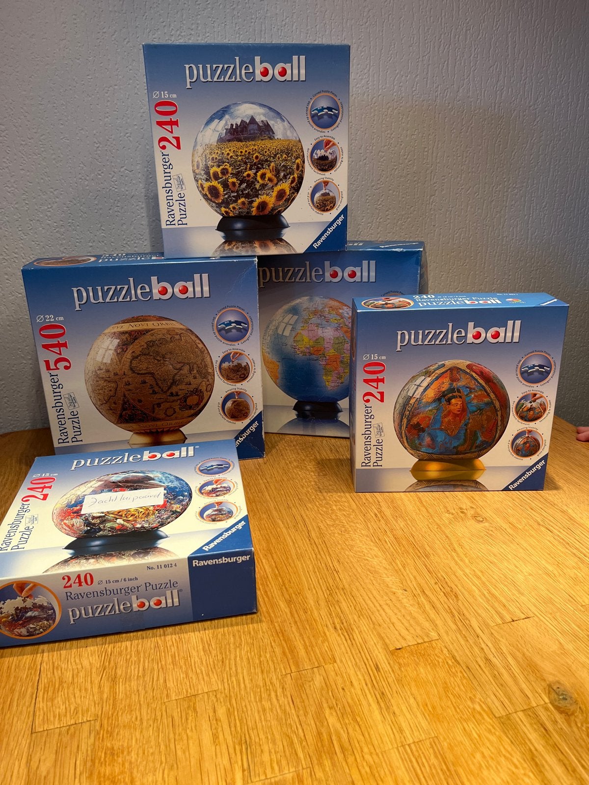 Ravensburger Puzzleball set (5 stuks) - Let op: 1 afwijkend, Ophalen of Verzenden, 500 t/m 1500 stukjes, Gebruikt, Rubik's of 3D-puzzel