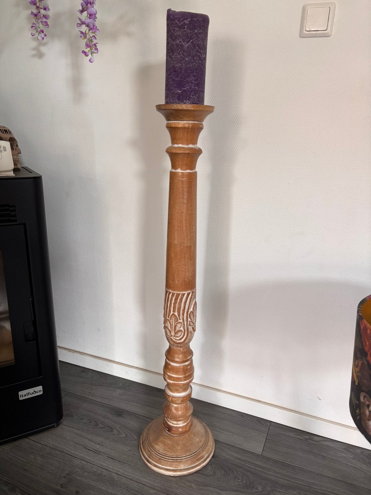 Grote houten kandelaar, Ophalen, Zo goed als nieuw