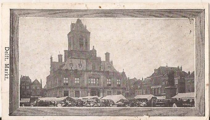Verzamelplaatje Delft Markt v/h J.P Coelingh Deventer ca1910, Verzamelen, Merken en Reclamevoorwerpen, Gebruikt, Overige typen