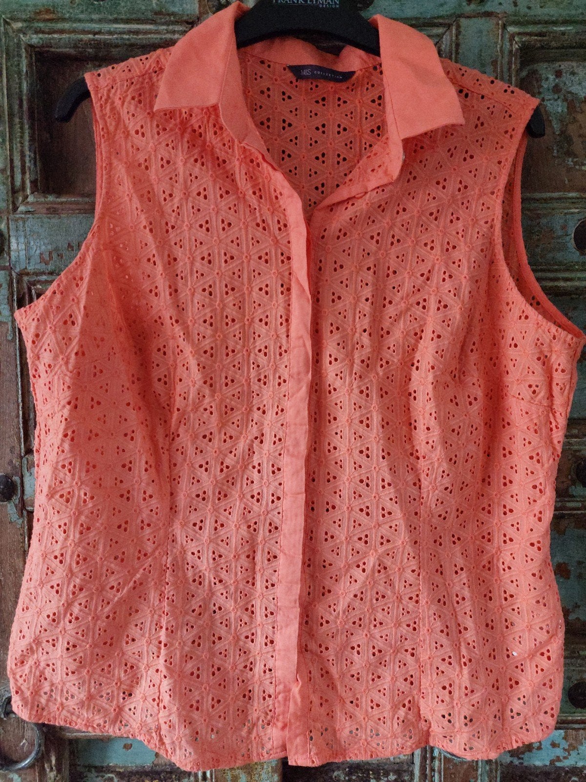 Nieuwe M&S Collection mouwloze blouse met broderie mt M/L, M&S Collection, Maat 42/44 (L), Nieuw, Oranje