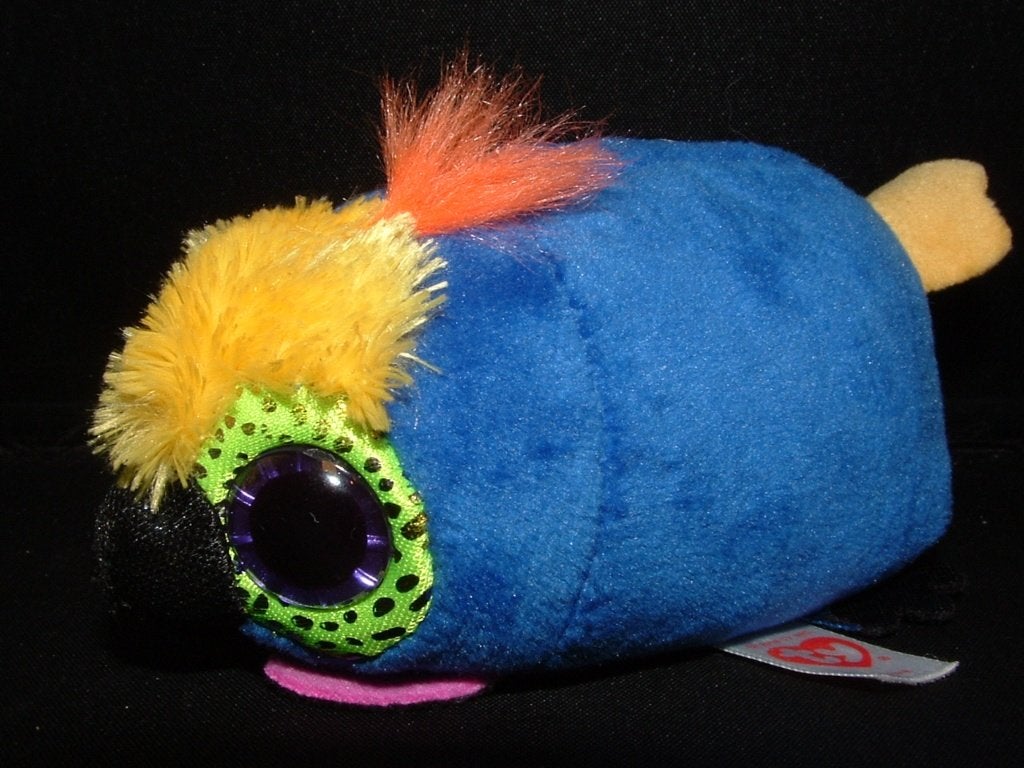 TY TEENIE BOOS PAPAGAAI DIVA VELOURS BLAUW MET GEEL, Ophalen of Verzenden, Nieuw, Overige typen