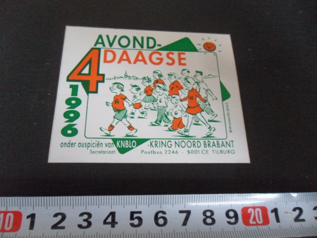 sticker Wandelsport Avond 4 Daagse 1996 KNBLO Noord Brabant, Ophalen of Verzenden, Zo goed als nieuw