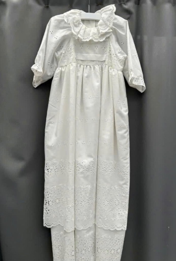Vintage Broderie doopjurk met onderrok, 92 cm, Ophalen of Verzenden