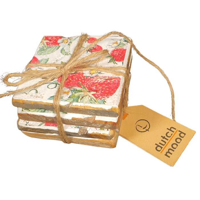 DUTCH MOOD - ONDERZETTERS - KLEUR - AARDBEITJES, Ophalen of Verzenden, Nieuw, Hout