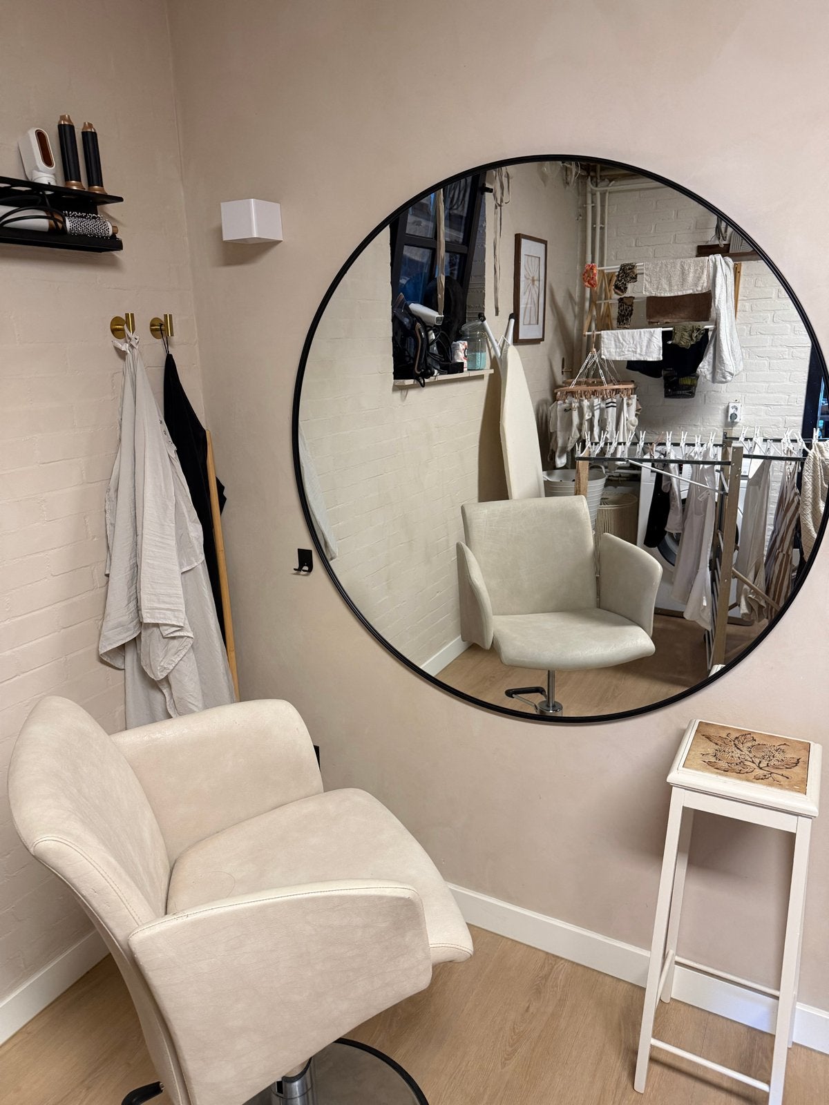 Ronde kappers spiegel van Xenos, 1 meter doorsnee, Ophalen, Gebruikt, Rond, 75 tot 100 cm