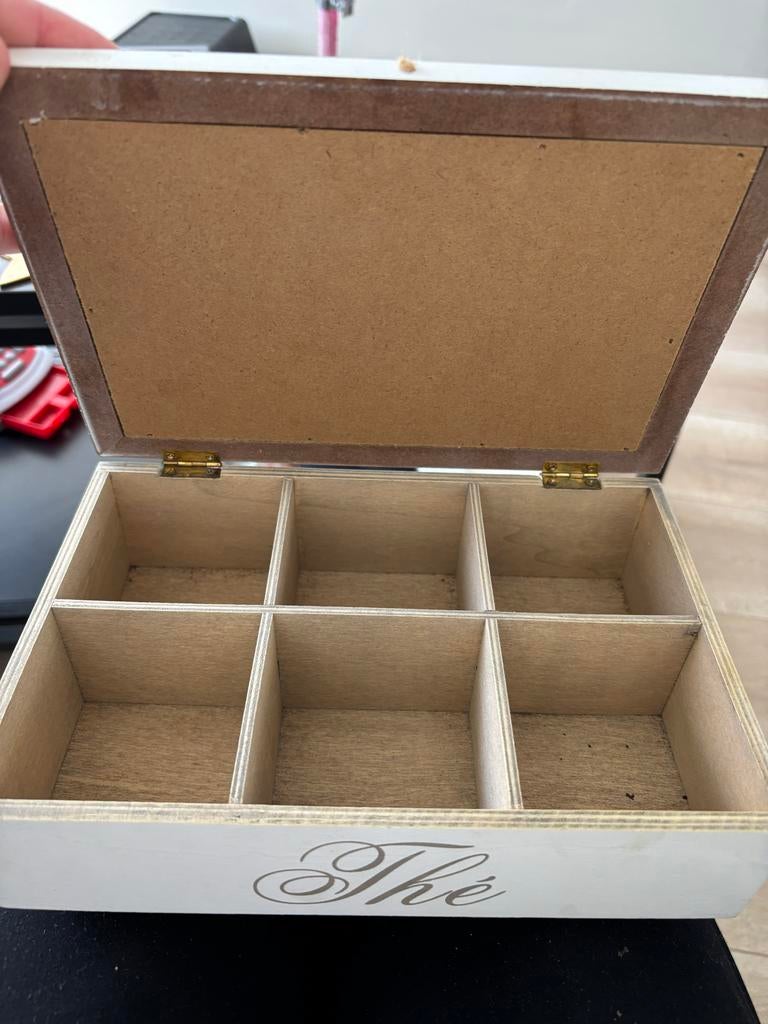 Houten theedoos met 6 vakken, Ophalen, Gebruikt, Minder dan 50 cm