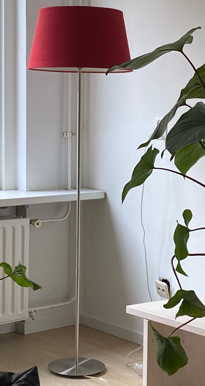 Vloerlamp met 2 linnen kappen van Rivièra Maison, Huis en Inrichting, Lampen | Vloerlampen, Ophalen, Gebruikt, E27 (groot), Metaal