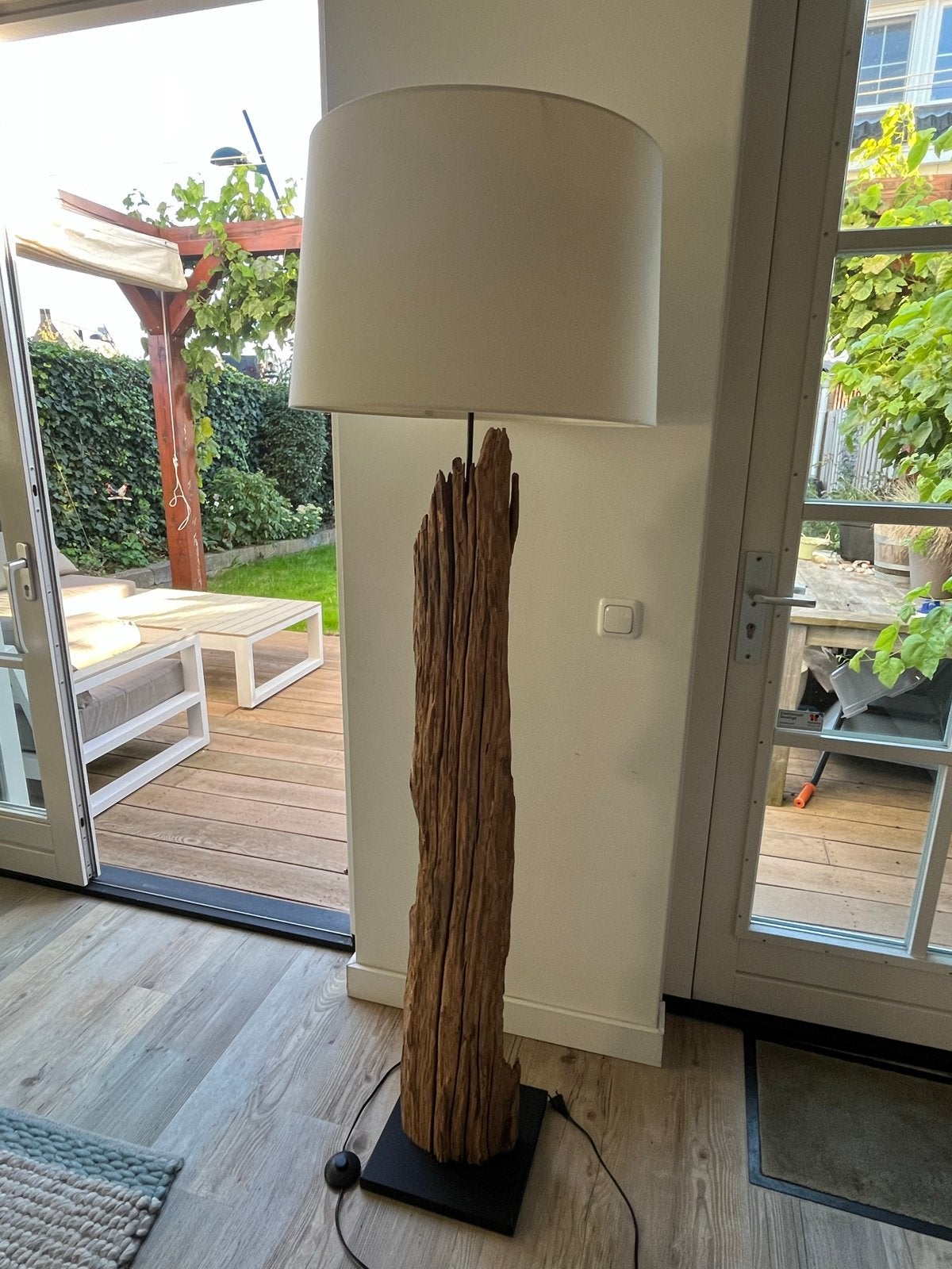 Unieke vloerlamp van drijfhout, Huis en Inrichting, Ophalen, Gebruikt, E27 (groot), 150 tot 200 cm