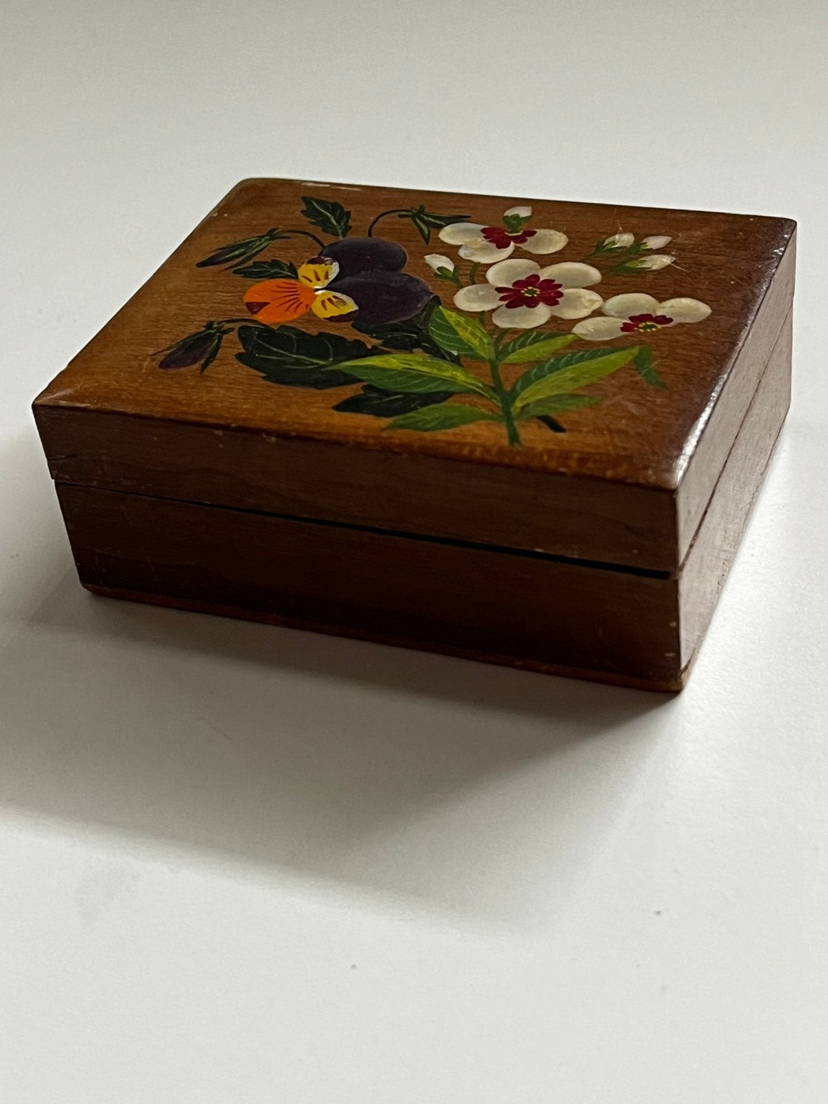 Antiek juwelendoosje SPA handbeschilderd decor viooltjes, Huis en Inrichting, Woonaccessoires | Kisten, Ophalen of Verzenden, Zo goed als nieuw