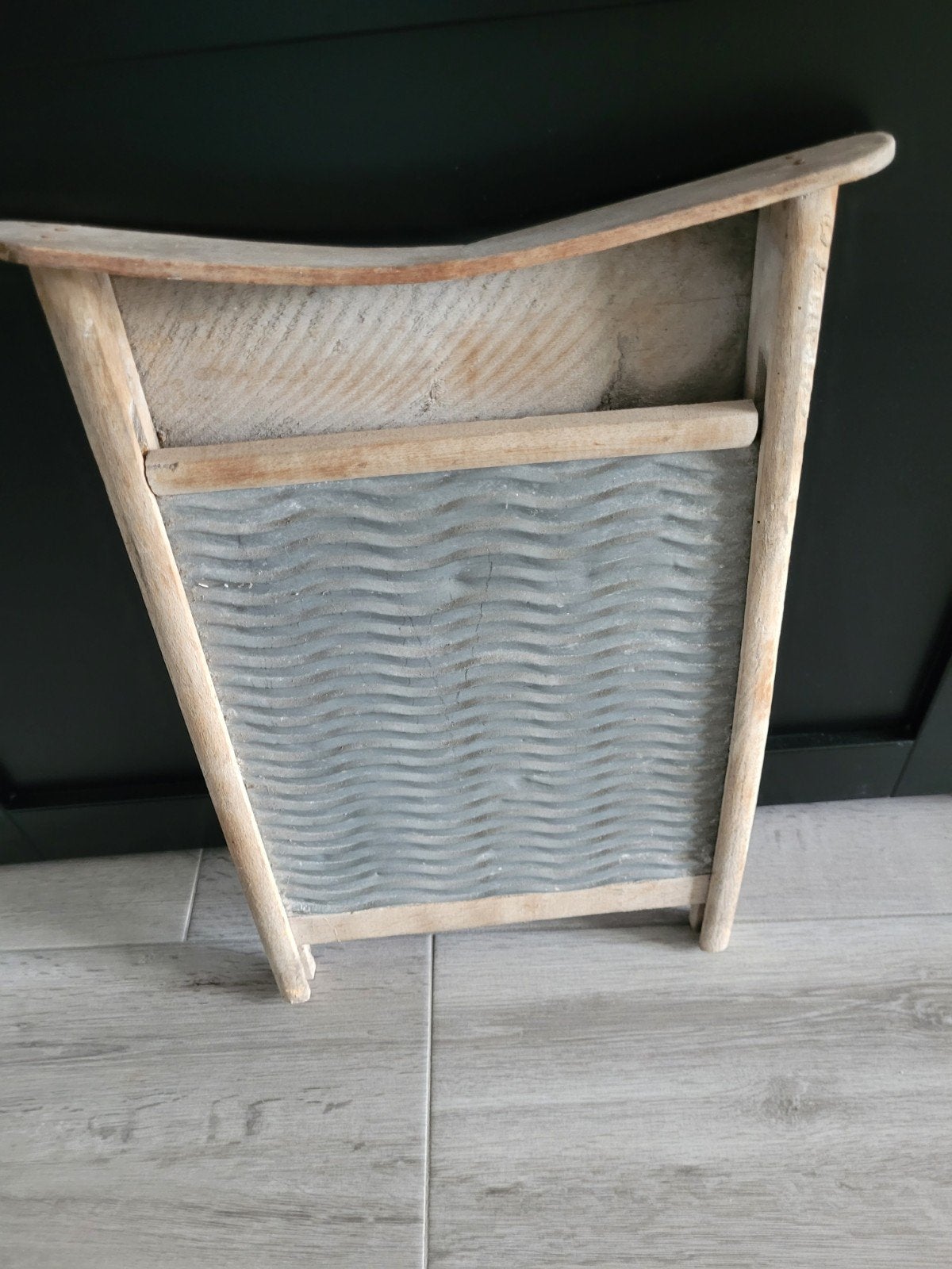 Vintage houten wasbord met zinken plaat, Ophalen of Verzenden