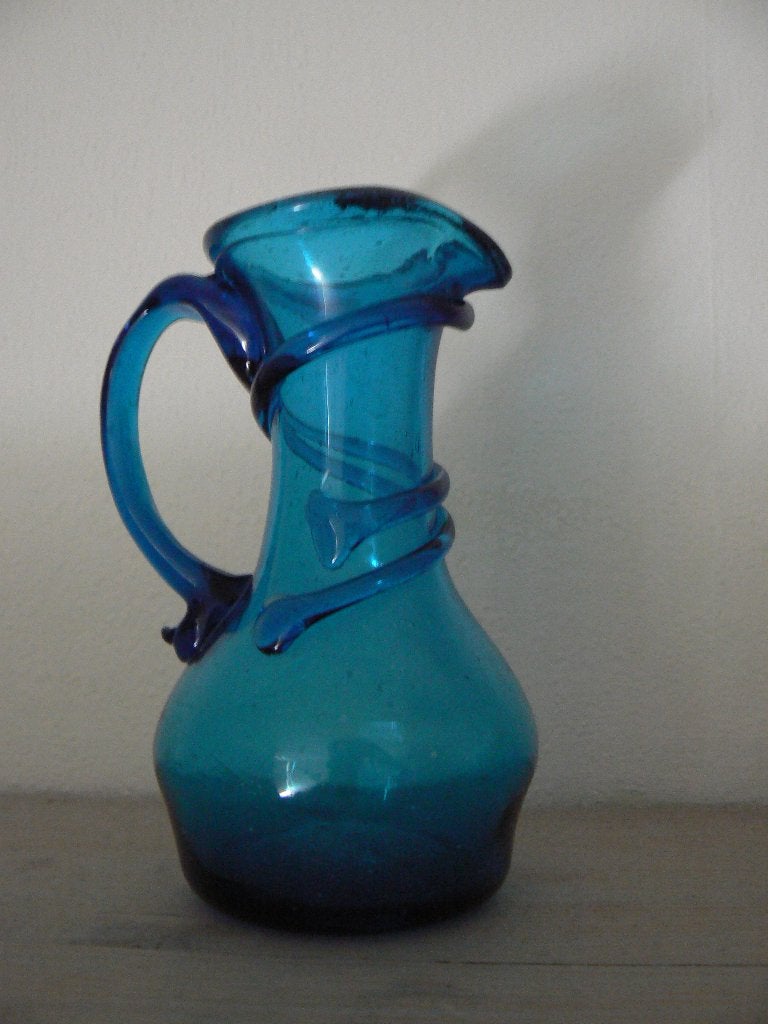 3 Murano vaasjes, wit matglas en blauw, Ophalen