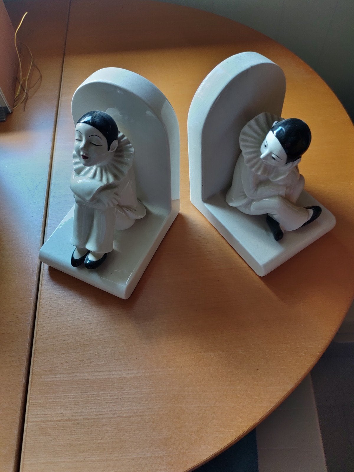 Vintage Boekensteunen - Pierrot Clowns Keramiek, Antiek en Kunst, Ophalen of Verzenden