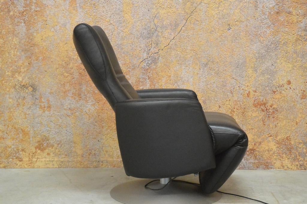ZGANieuw zwarte leren Leolux Kepler relaxfauteuil electrisch, Leolux, Leolux, 75 tot 100 cm, Ophalen of Verzenden