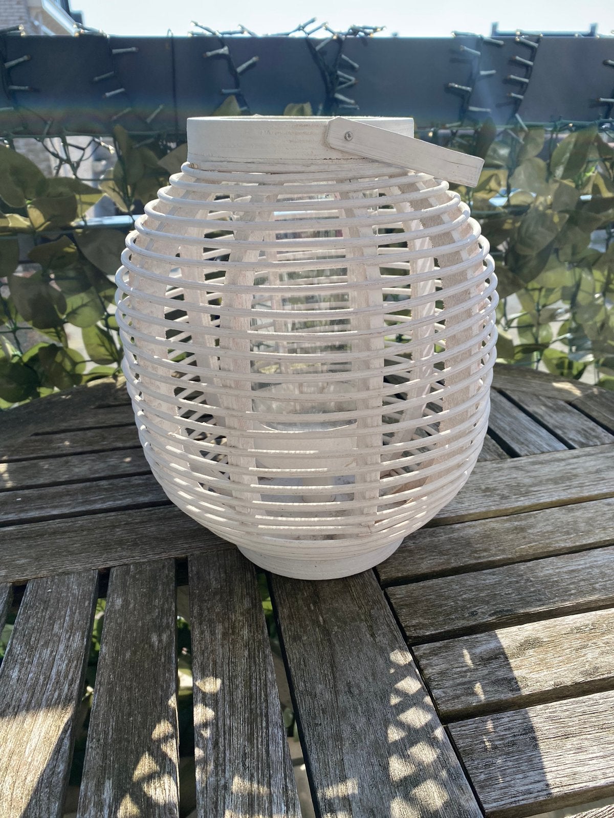 Leuk wit windlicht voor buiten, Tuin en Terras, Ophalen, Gebruikt