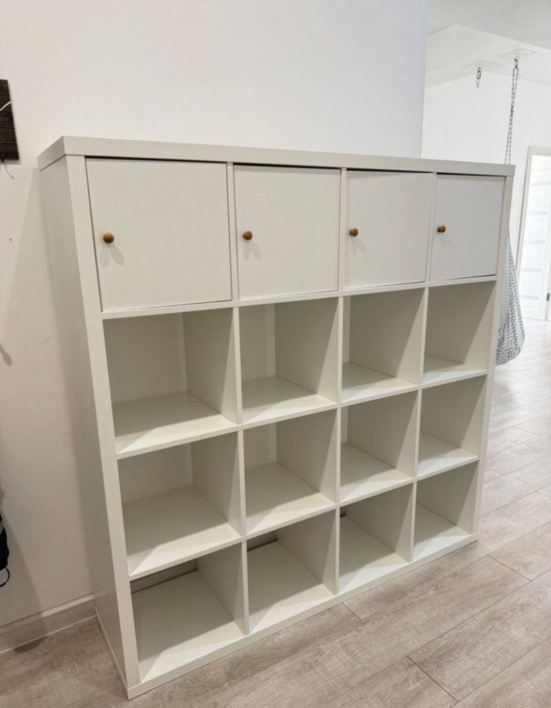 IKEA KALLAX boekenkast – 16 vakken, wit, Ophalen of Verzenden, Zo goed als nieuw, 25 tot 50 cm