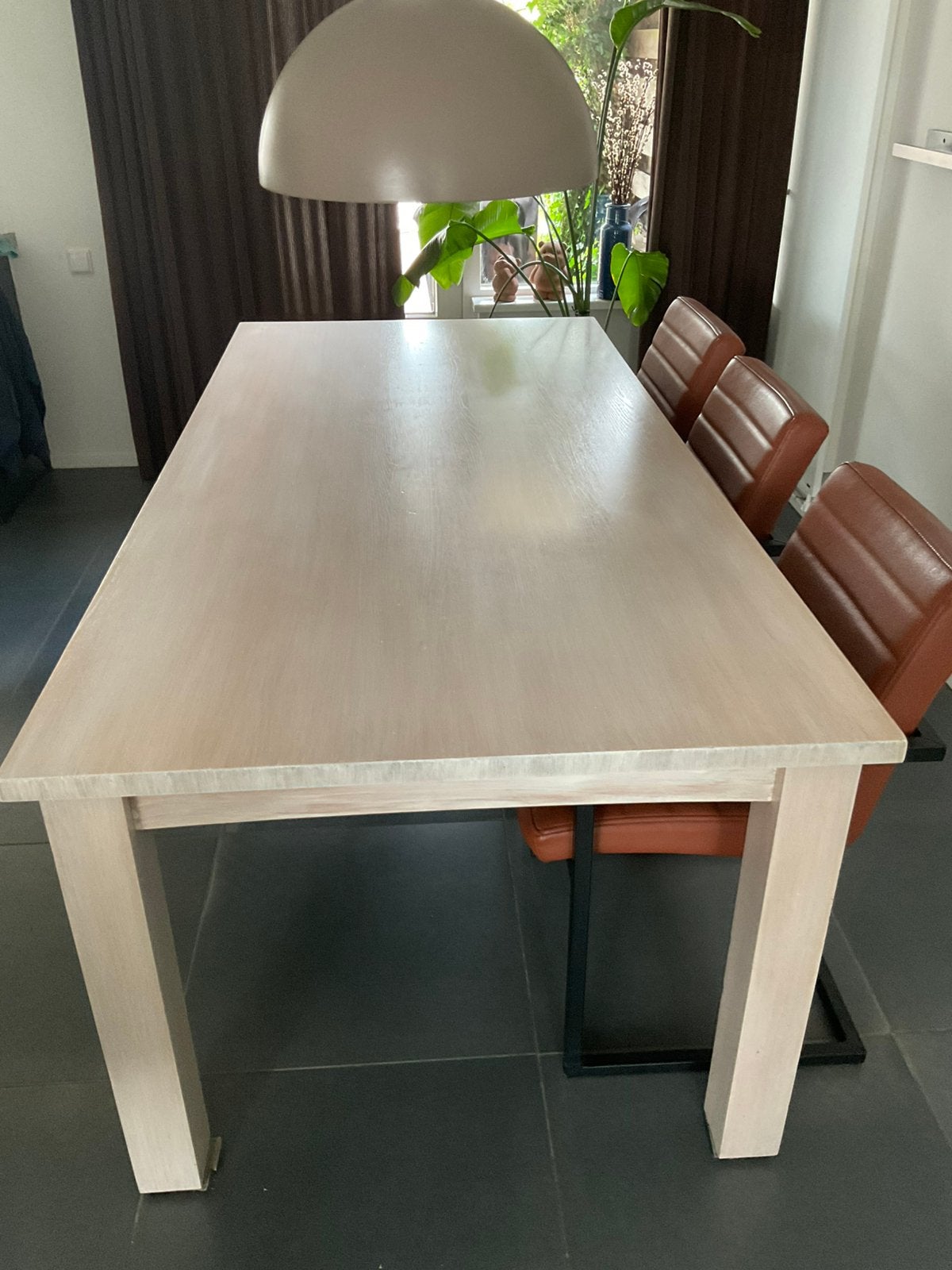 Eiken grote eettafel, Ophalen, Eikenhout, 200 cm of meer, 50 tot 100 cm