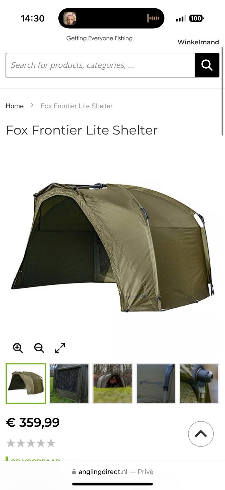 Fox Frontier Lite Shelter met Infill Panel, Ophalen of Verzenden, Gebruikt, Overige typen