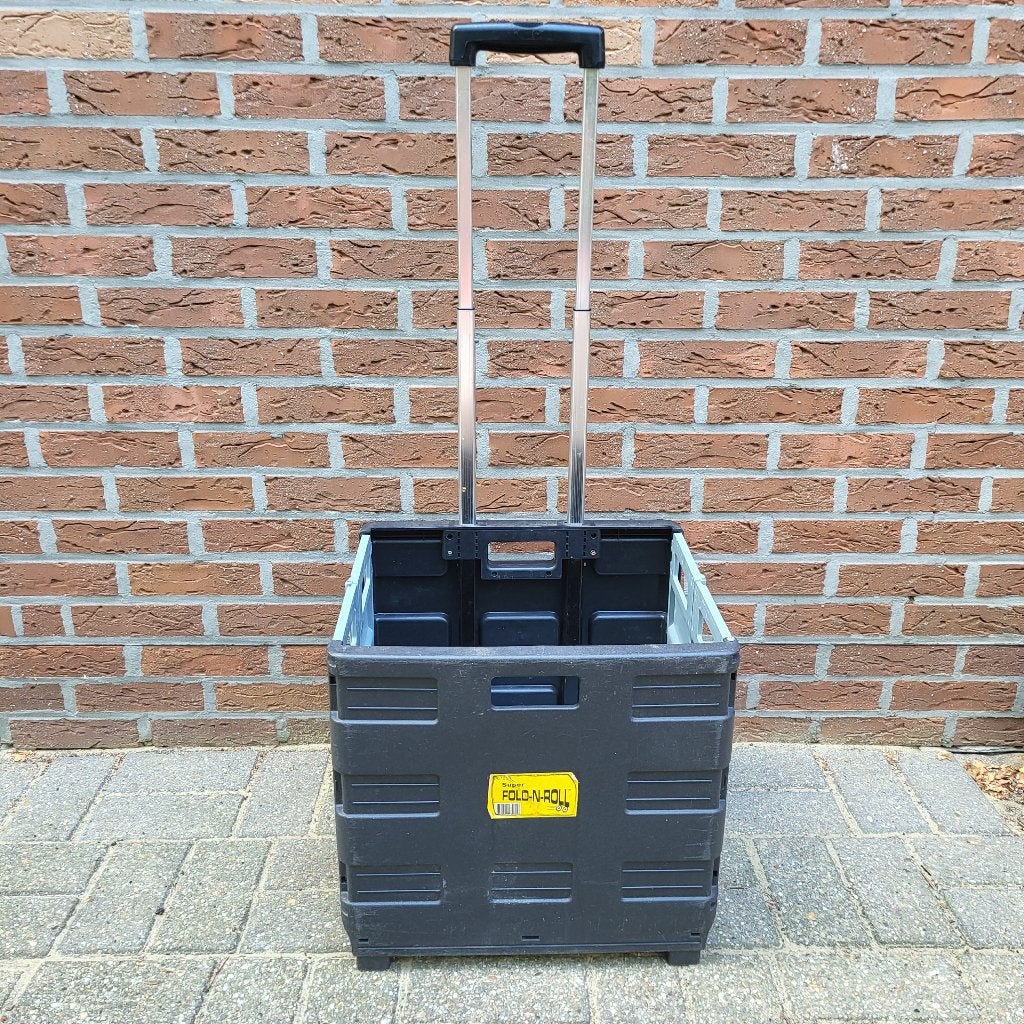 Vouwbare trolley, opvouwbaar krat, Ophalen, Gebruikt, Zwart, Kunststof