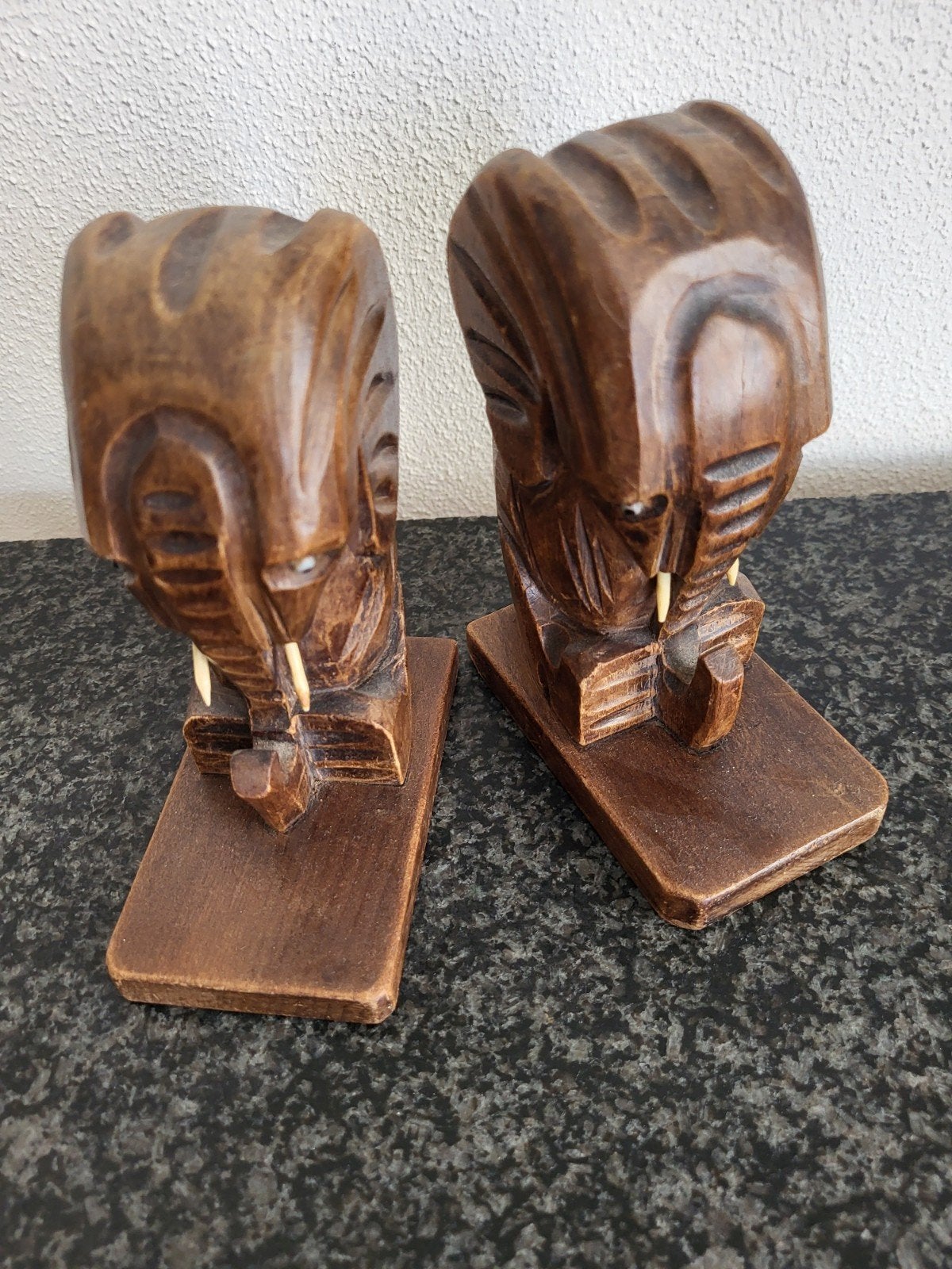 Vintage houten olifant boekensteunen, Ophalen of Verzenden